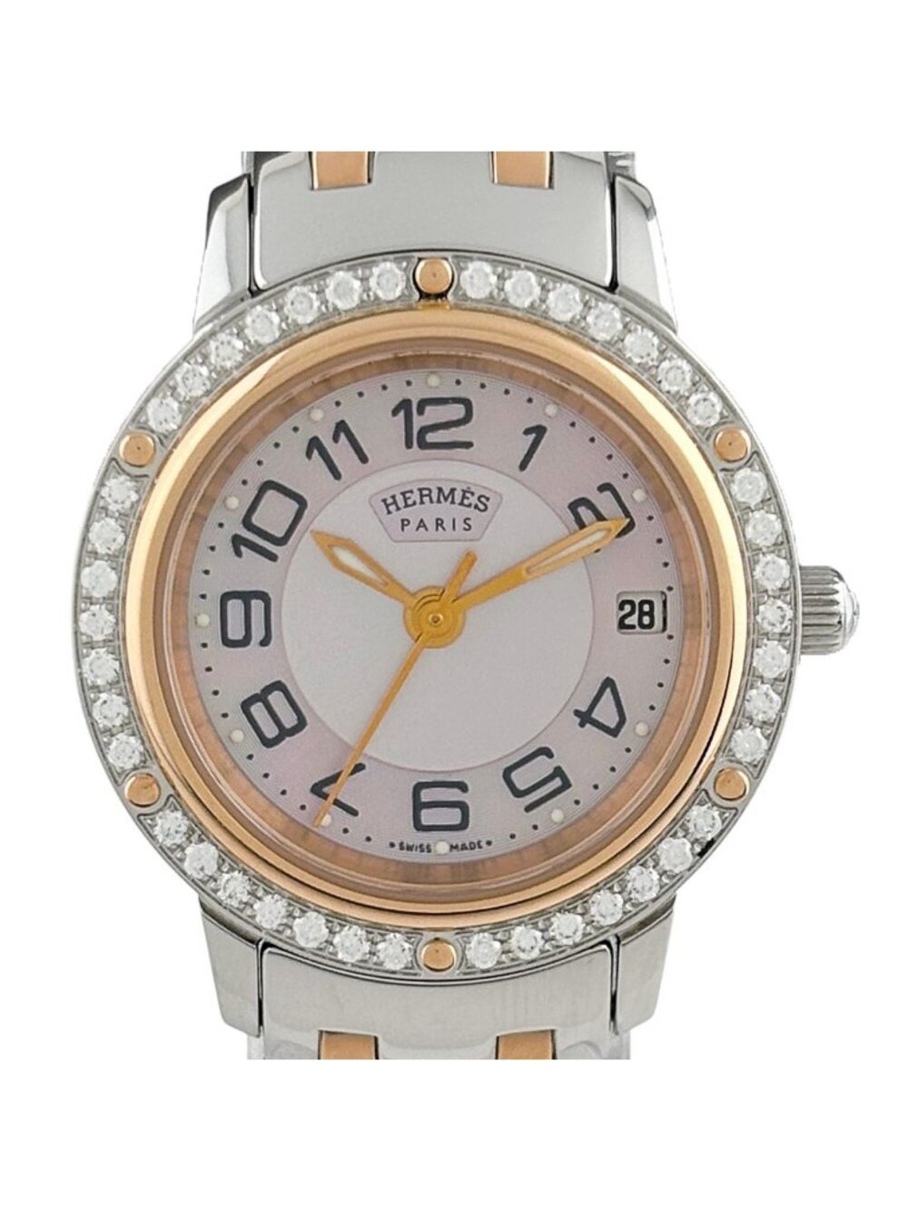 Hermes Cles Watch SS Quartz Pink